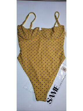 SAME Los Angeles Polka Dot One Piece Swimsuit Underwire Yellow Blush Médium  NWT